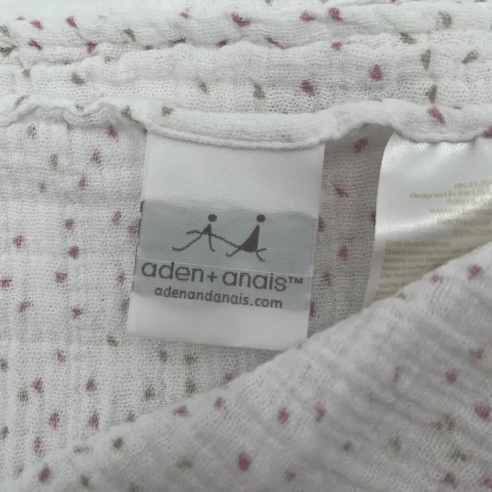 ADEN + ANAIS Baby Swaddle Blanket White Muslin Pink Gray Confetti Sleep Light